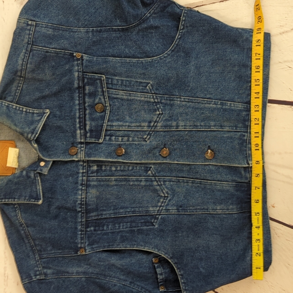 Vintage Nuggetswear oversized cropped blue denim jean jacket, sz Med - Picture 9 of 16